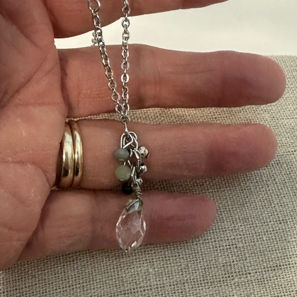 LOFT Silver Tone Double Strand Beaded Crystal 24”L Necklace - Picture 7 of 10